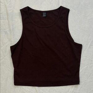 SHEIN Dark Brown Ribbed Tank Top